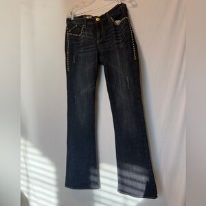 Rock & Republic Women's Kasandra bootcut  Jeans B10 Long gold studded NEW